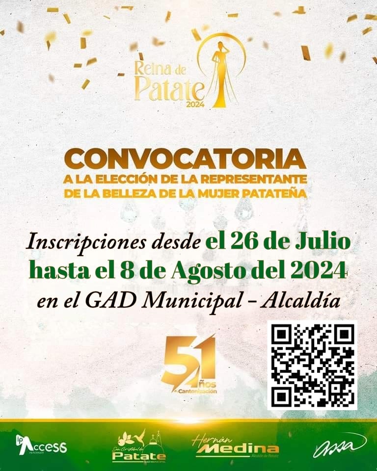 Inscripciones abiertas para candidatas a Reina de Patate 2024
